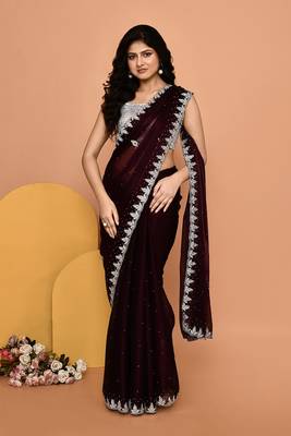 Mesmerizing wine color designer handwork saree 3