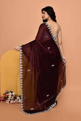 Mesmerizing wine color designer handwork saree 4