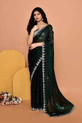 Mesmerizing green color designer handwork saree 1
