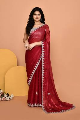 Mesmerizing pink color designer handwork saree 1