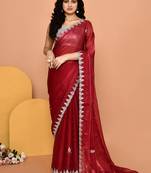 Mesmerizing pink color designer handwork saree