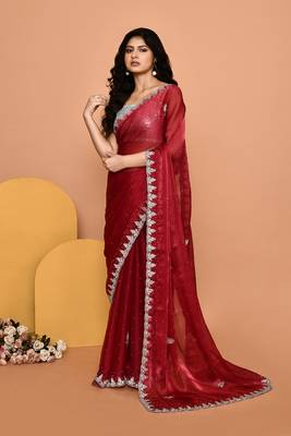 Mesmerizing pink color designer handwork saree 2