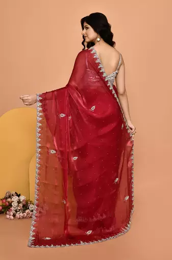 Mesmerizing pink color designer handwork saree