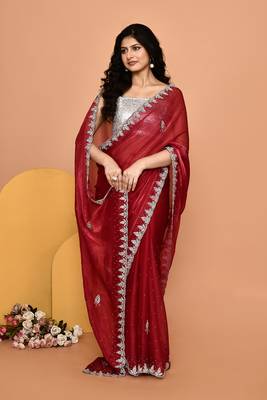Mesmerizing pink color designer handwork saree 4