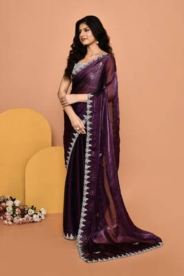Mesmerizing purple color designer handwork saree 2