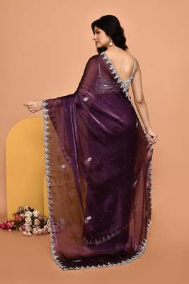 Mesmerizing purple color designer handwork saree 3