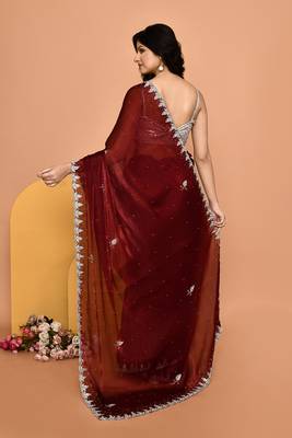 Mesmerizing maroon color designer handwork saree 3
