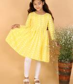 girls' chikankari cotton kurta and leggings set
