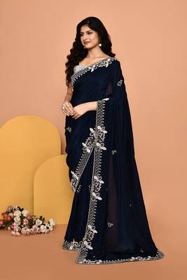 Mesmerizing blue color designer handwork saree 2