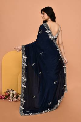 Mesmerizing blue color designer handwork saree 3