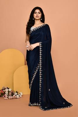 Mesmerizing blue color designer handwork saree 1