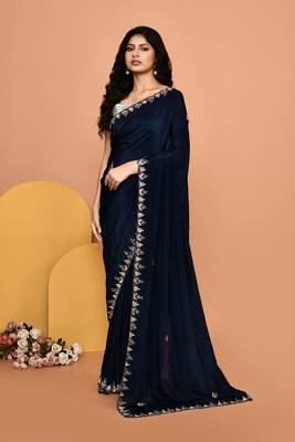 Mesmerizing blue color designer handwork saree 2