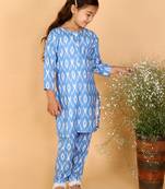  girls' aqua blue kurta and pant set