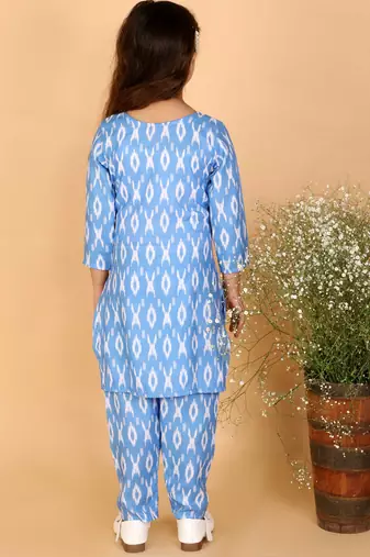  girls' aqua blue kurta and pant set