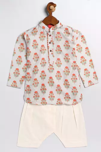  infantmulticolor-base-beige and cream kurta patiala set
