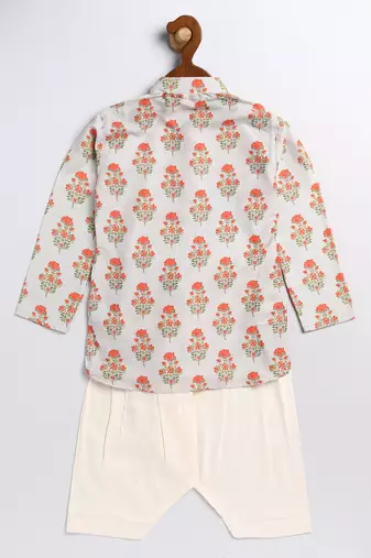  infantmulticolor-base-beige and cream kurta patiala set