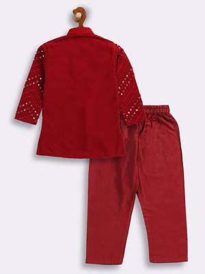  infantmaroon mirror work kurta and pyjama 2