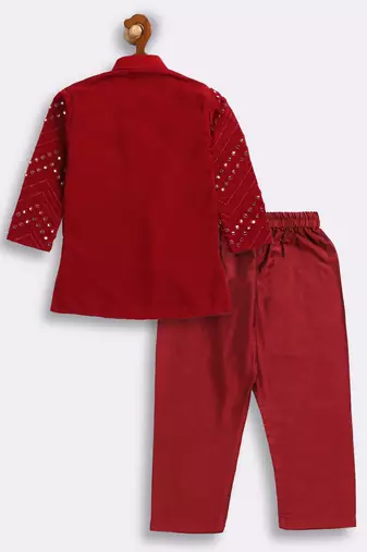  infantmaroon mirror work kurta and pyjama