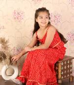  girls' maroon bandhani lehenga set