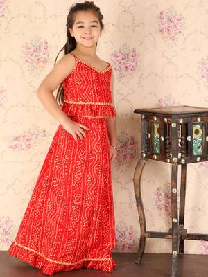  girls' maroon bandhani lehenga set 2