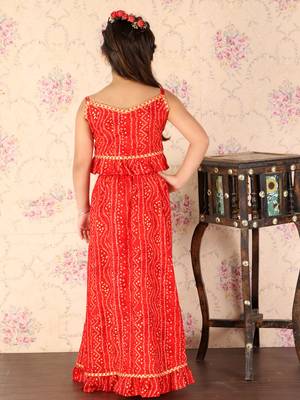  girls' maroon bandhani lehenga set 3