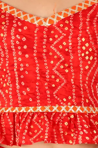  girls' maroon bandhani lehenga set