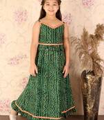  girls' green bandhani lehenga set