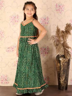  girls' green bandhani lehenga set 2
