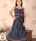  girls' blue bandhani lehenga set