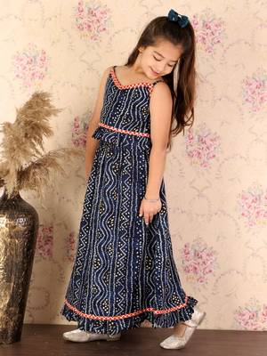  girls' blue bandhani lehenga set 2