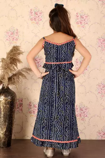 girls' blue bandhani lehenga set