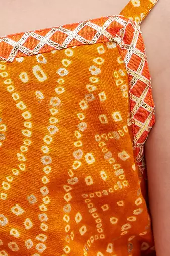  girls' orange bandhani lehenga set