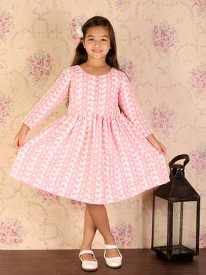  girls' pink ethnic dress 1