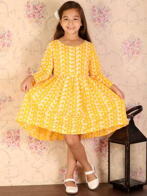 girls' orange ethnic dress 1