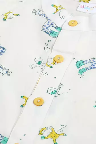 infant boys white and yellow cotton blend kurta pyjama set