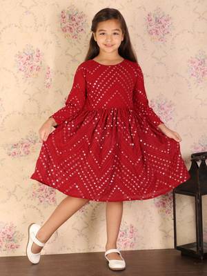  girls' maroon ethnic dress 1