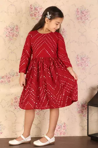  girls' maroon ethnic dress