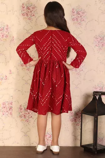  girls' maroon ethnic dress
