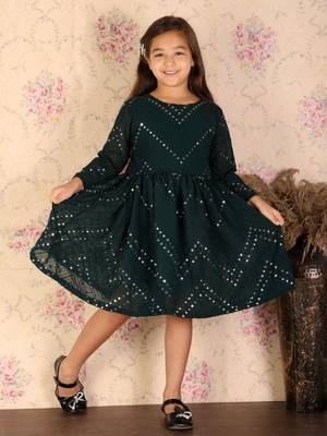 girls' green ethnic dress 1
