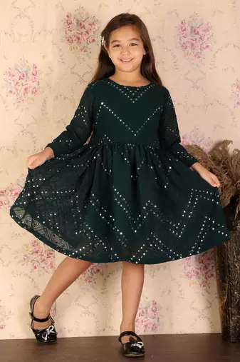 girls' green ethnic dress
