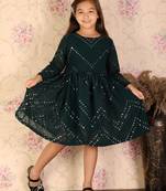 girls' green ethnic dress