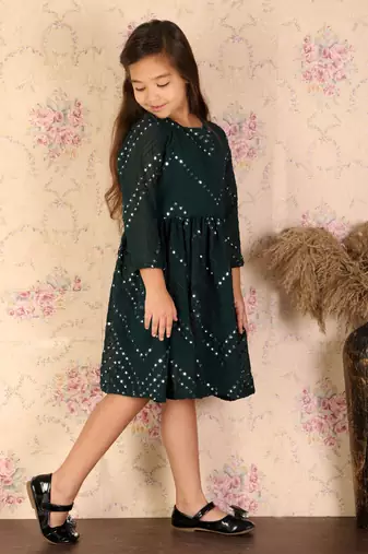 girls' green ethnic dress