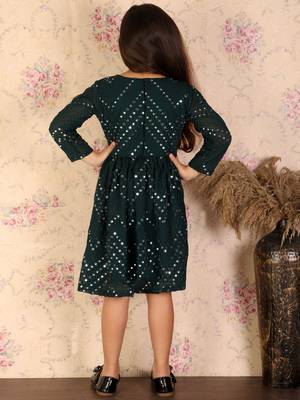 girls' green ethnic dress 3
