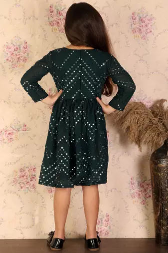 girls' green ethnic dress