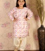  girls' multicolor-base-white kurta and patiala set