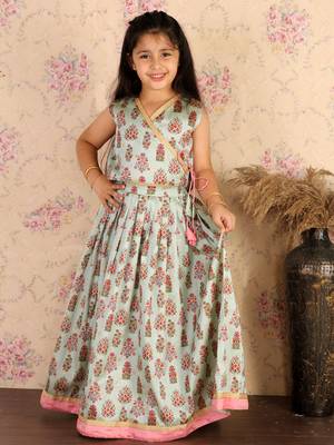  girls' aqua lehenga set 1