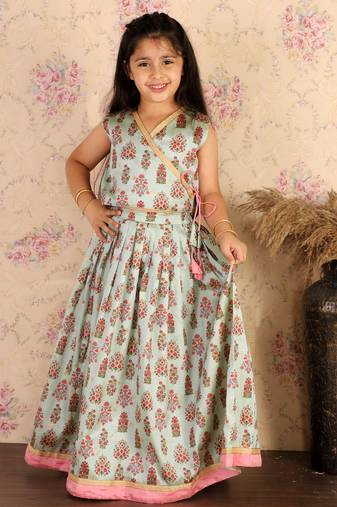  girls' aqua lehenga set