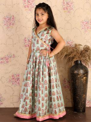  girls' aqua lehenga set 2