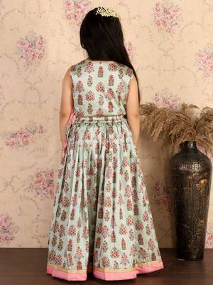  girls' aqua lehenga set 3