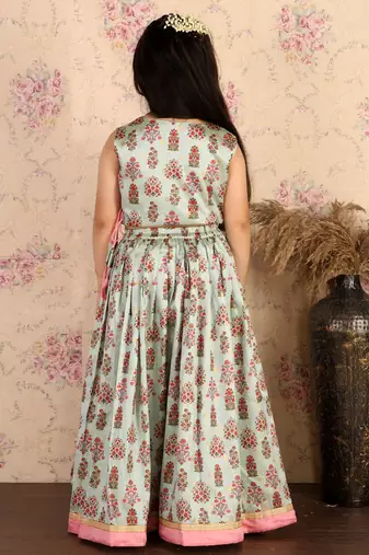  girls' aqua lehenga set